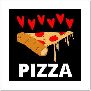 Pizza slice with red hearts gifts for pizza lovers Posters and Art